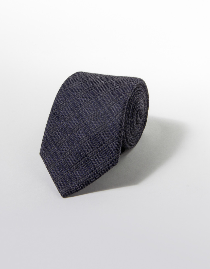 Patrick Hellmann Collection Gray Tie With Purple Pattern 100% Silk image